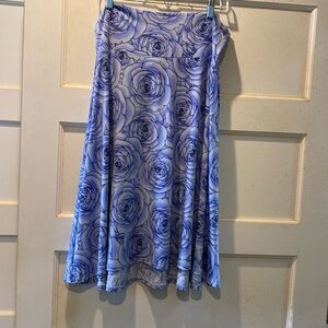 LuLaRoe Azure purple rose print full, drop waist skirt. Size XL